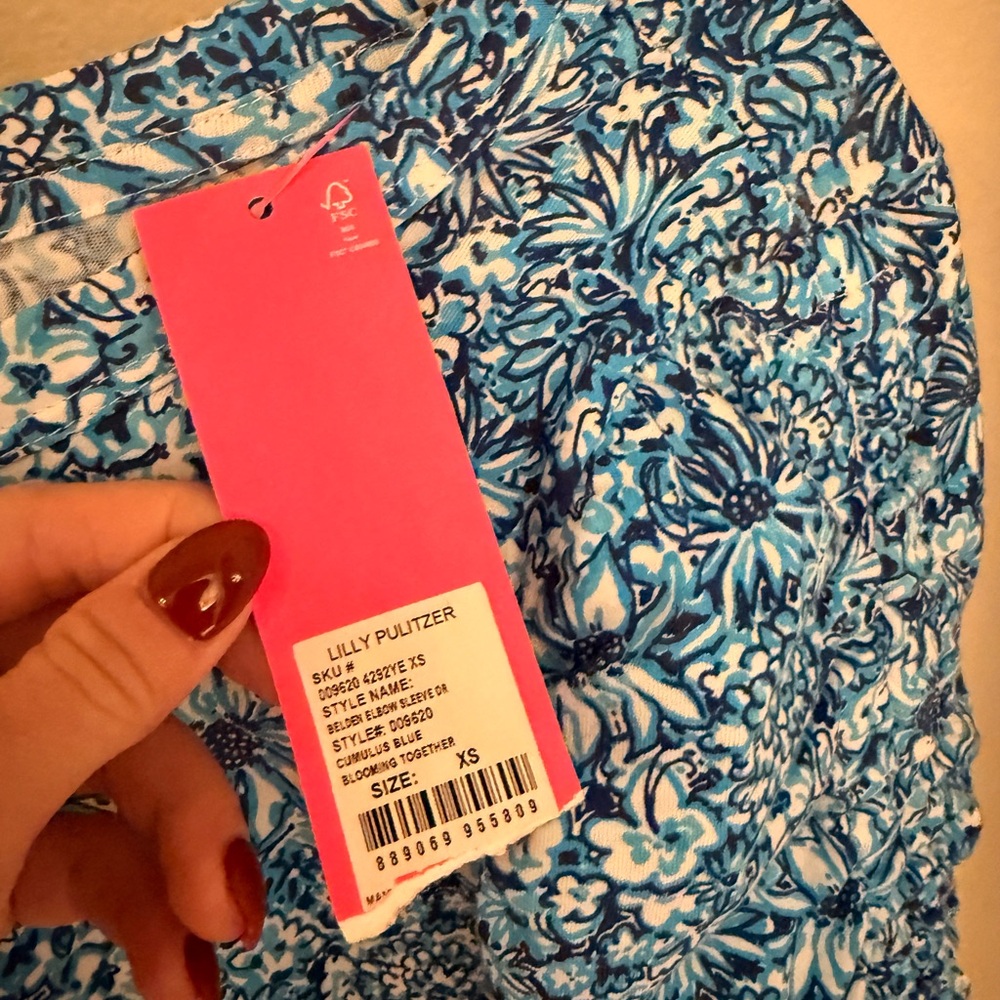 NWT Lilly Pulitzer Belden Pima Cotton Dress in Cumulus Blend Blooming Floral - Picture 2 of 7